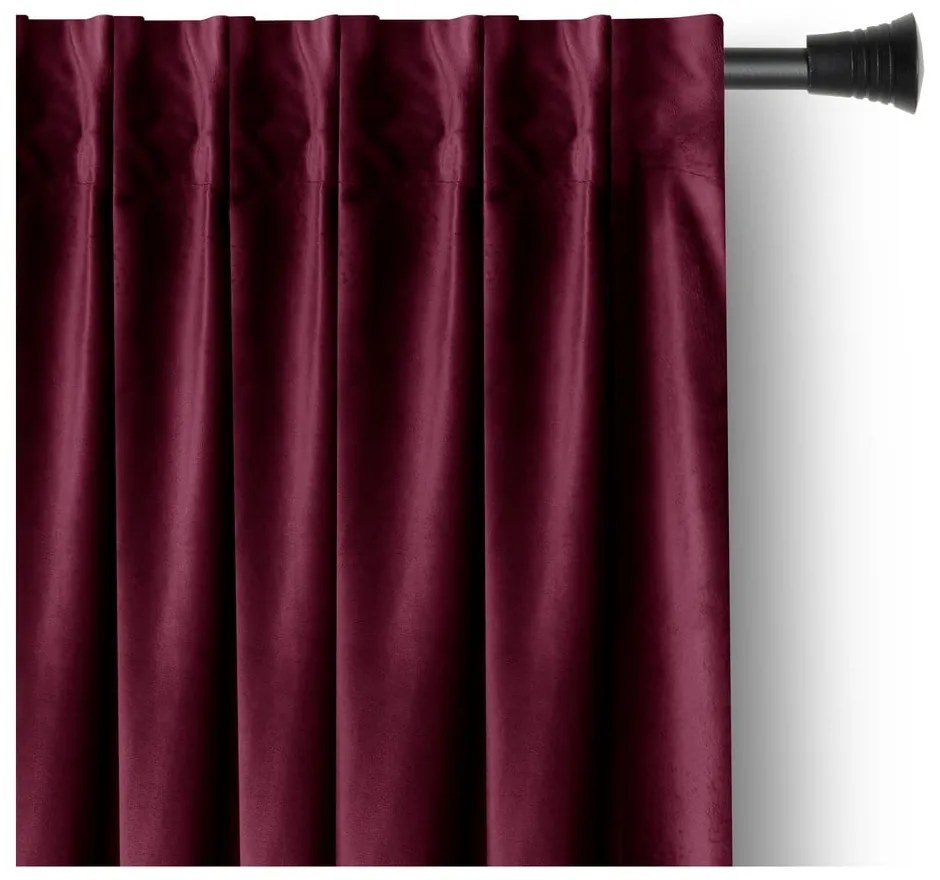 Draperie burgundy dimout (semi-opacă) din catifea 140x245 cm Pleat – Restilo