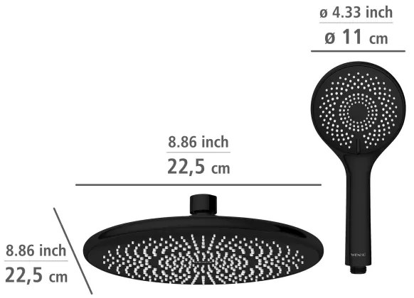 WENKO 25311100 - Set de duș WATERSAVING SYSTEM, 120 cm, negru