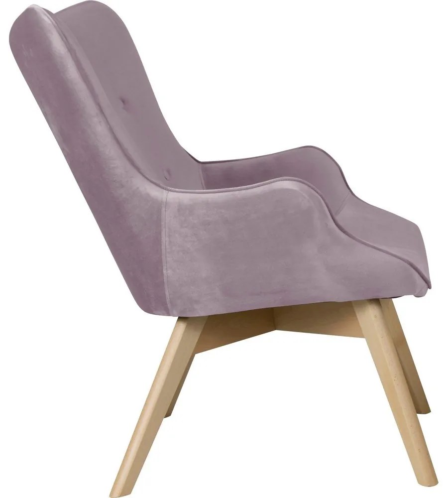 Fotoliu mov lavandă cu tapițerie din catifea Niko – Ropez