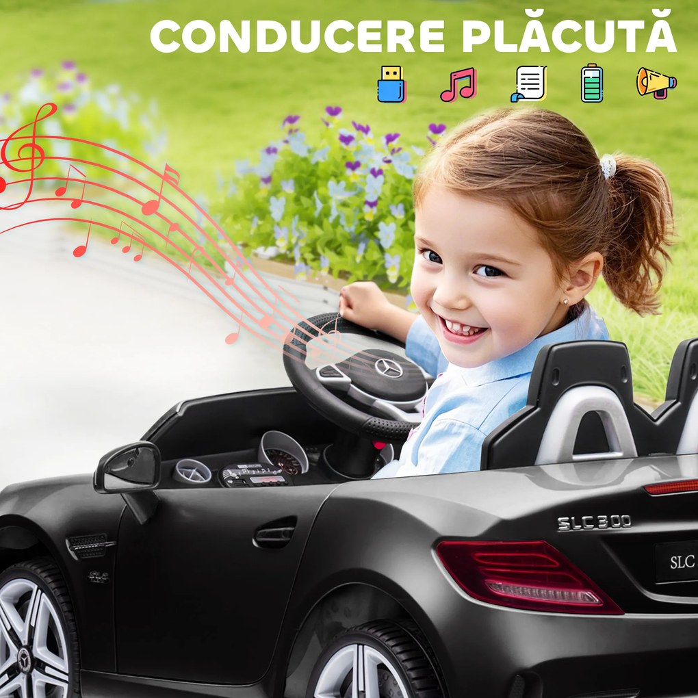 AIYAPLAY Mașină Electrică pentru Copii 3-6 Ani cu 2 Motoare, Telecomandă și Design Sportiv, Dimensiuni 107x62,5x44 cm, Negru | Aosom Romania