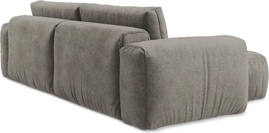 Colțar gri extensibil cu tapițerie din chenille (cu colț pe partea stângă/cu șezlong) Kuki – Makamii