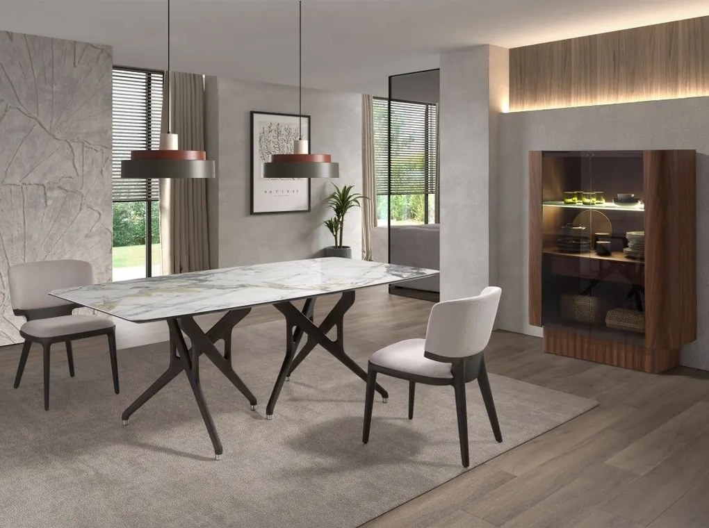 Vitrina, Bufet cu iluminat deosebit design LUX Walnut