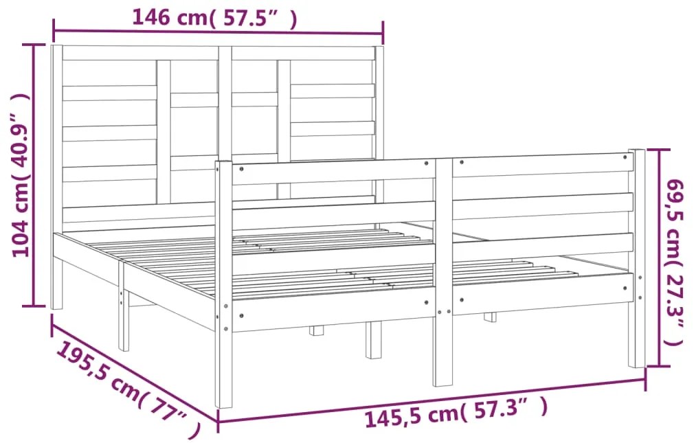 Cadru pat, alb, 140x190 cm, lemn masiv