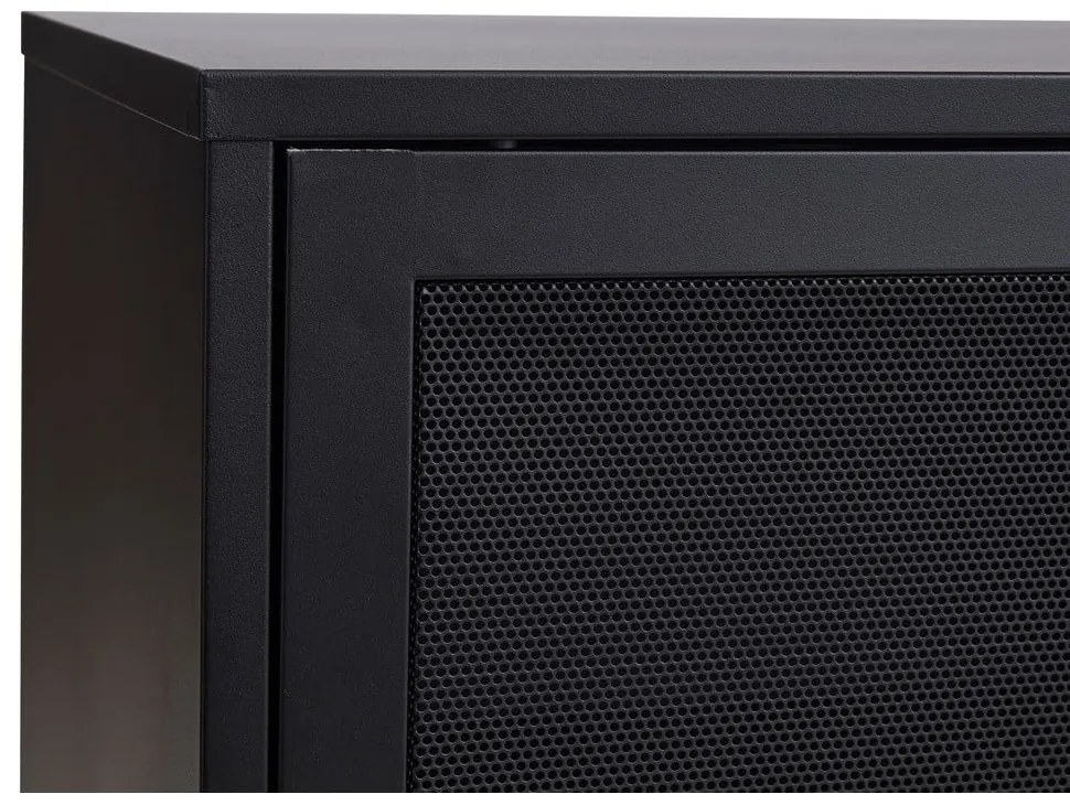 Comodă neagră din metal cu ușă glisantă 160x75x46 cm Veep – Unique Furniture