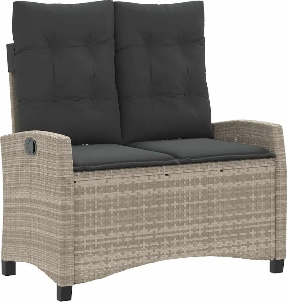 vidaXL Bancă rabatabilă de grădină cu perne, gri deschis, poliratan