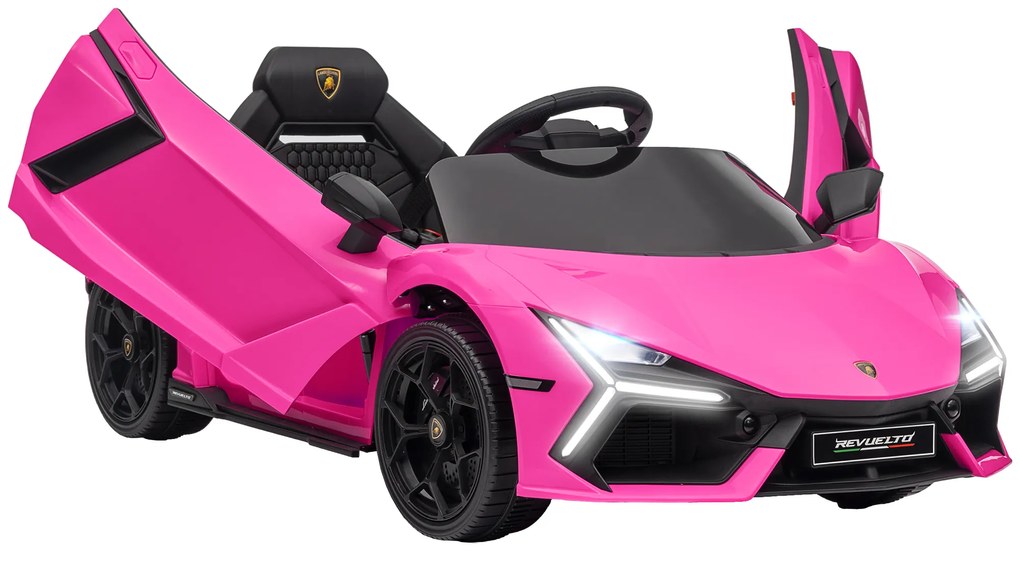 AIYAPLAY Mașină electrică pentru copii 3–5 ani — telecomandă, uși tip aripă & LED, roz | Aosom Romania
