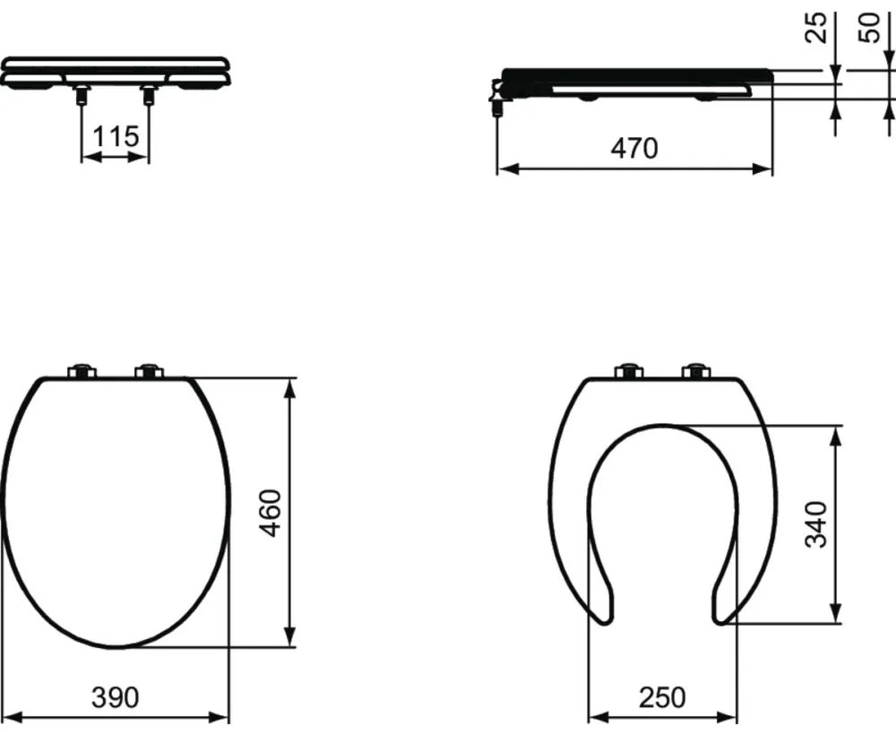 Capac wc pentru persoane cu dizabilitati Ideal Standard Maia alb