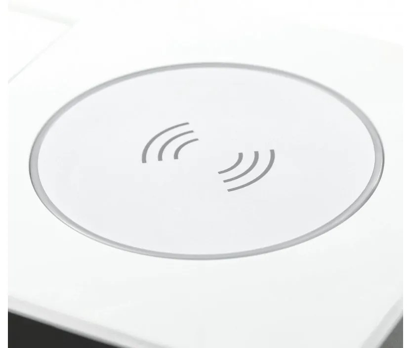 Priza incorporabila dreptunghiulara, 1 priza schuko, 2 USB A, cablu 1.5 m, alba, incarcare wireless, GTV