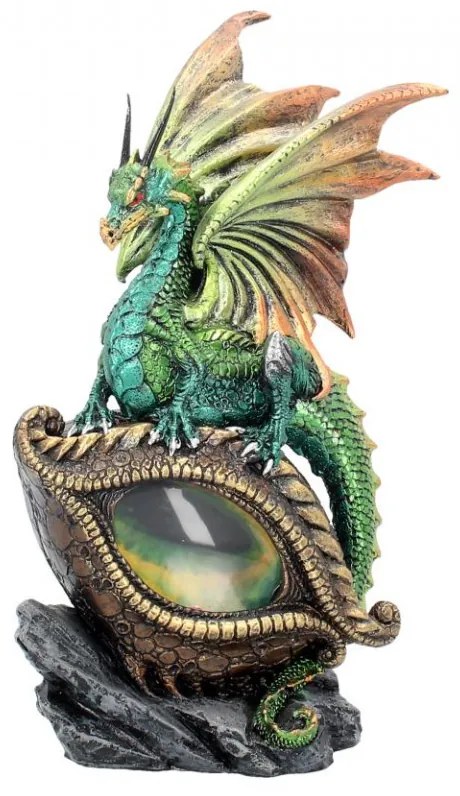 Statueta cu led Ochiul dragonului verde 21 cm