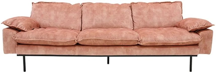 Canapea roz din catifea si metal pentru 4 persoane Retro Sofa HK Living
