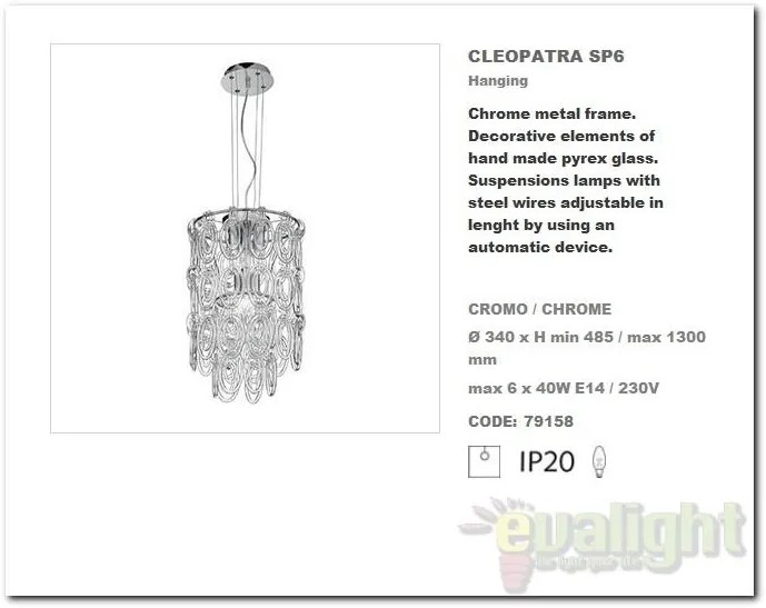 Lustra inaltime reglabila CLEOPATRA SP6 79158