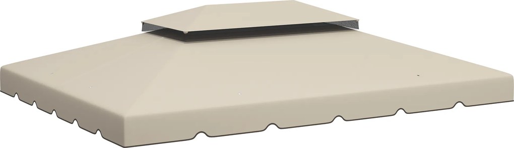 Outsunny Prelată de schimb pentru foișor 4x3 m cu acoperiș dublu Orificii de drenaj Doar prelată NU include cadrul Bej | Aosom Romania