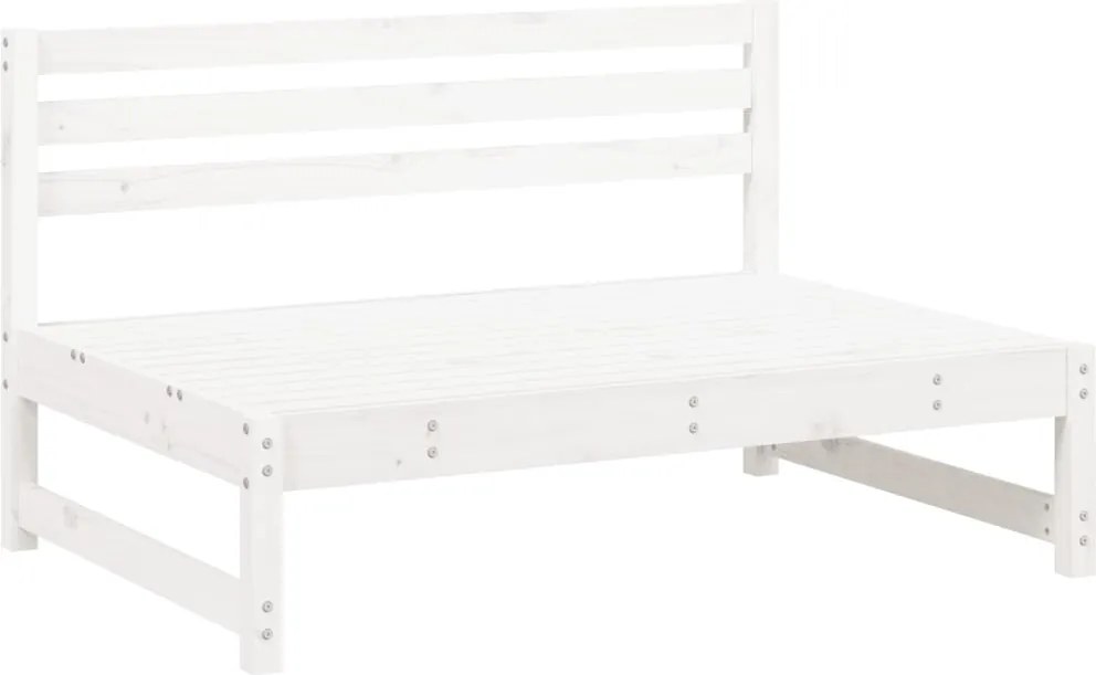 vidaXL Canapea de mijloc de grădină, alb, 120x80 cm, lemn masiv pin