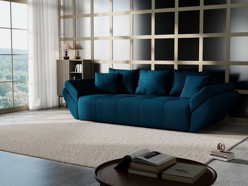 Canapea extensibilă dumonde cu ladă de depozitare si sezut confortabil din spuma high-density, Berlin Enjoy Petrol 250x100 cm