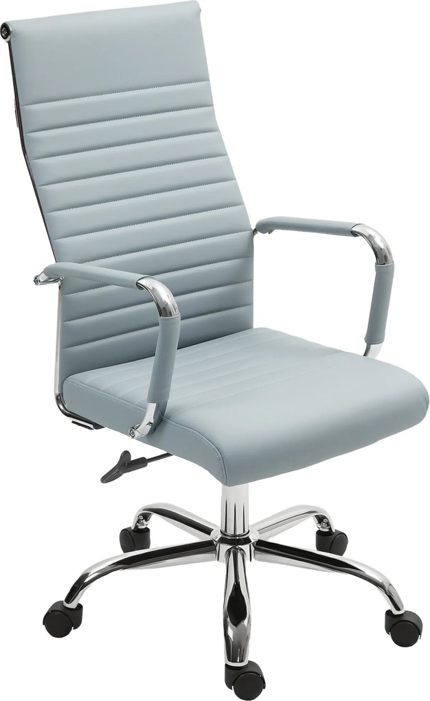 Vinsetto Scaun de birou, scaun rotativ cu functie de balansare, reglabil pe inaltime, piele artificiala, pana la 120 kg, Gri deschis | Aosom Romania