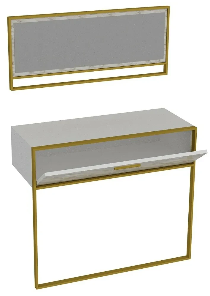 Masă decorativă Polka Aynali Alb