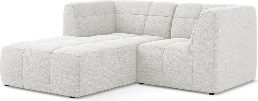 Colțar alb cu tapițerie din țesătură bouclé (cu colț pe partea stângă/cu șezlong) Aloha – Makamii