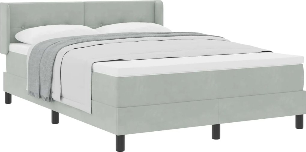 vidaXL Pat cu arcuri cu saltea Gri deschis 200 x 140 cm Catifea