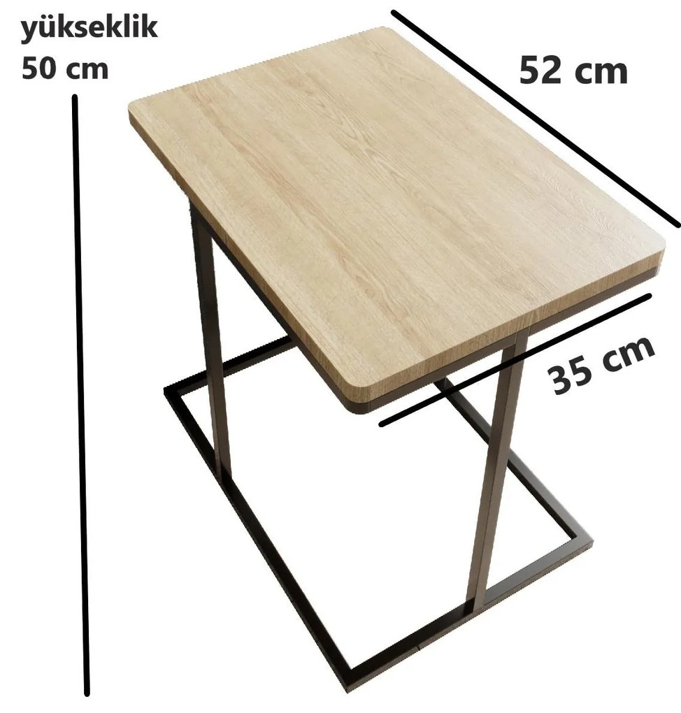 Măsuță laterală Tuvipi (stejar + negru) . 1094745