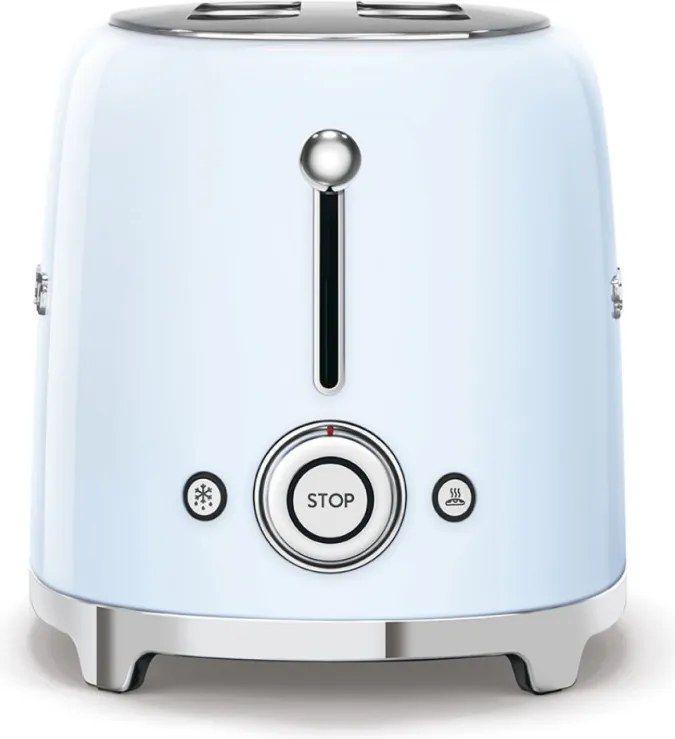 Prajitor de paine SMEG 50's Style TSF01PBEU, 950 W, 2 felii, 6 trepte, Tava pentru firimituri, Cablu integrat, Otel inoxidabil, Albastru