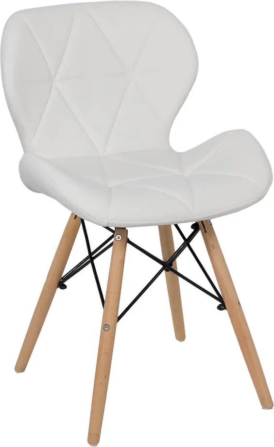 Scaun dining Uma, alb, piele ecologica