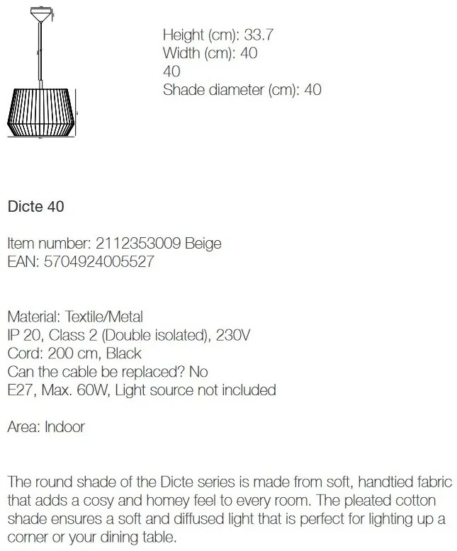Pendul design modern DICTE 40 bej 2112353009 NL