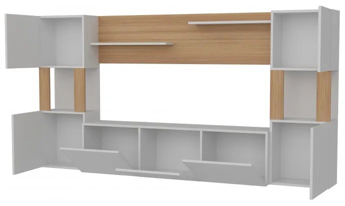 Ansamblu Comoda TV Lore Alb-Teak