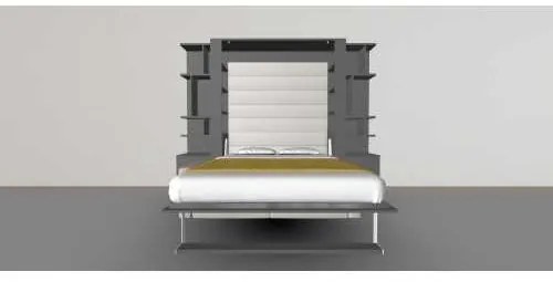 Set pat rabatabil dublu (150X200) cu 2 headboard-uri, 2 biblioteci(50 cm), canapea 2 locuri - Nova Small Bookcases&Royal Sofa Set
