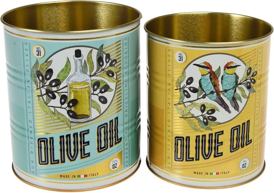 Cutii de depozitare 2 buc. din staniu decorative ø 11x13 cm Olive Oil – Rex London