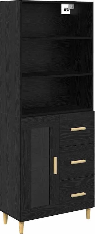 vidaXL Bufet cu sertar Stejar Negru 69,5 x 32,5 x 180 cm Lemn compozit