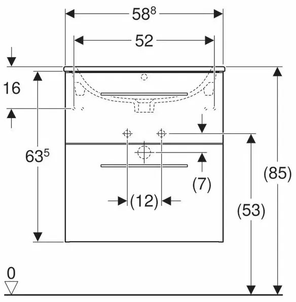 Set dulap suspendat si lavoar Geberit Selnova nuc 2 sertare 60 cm