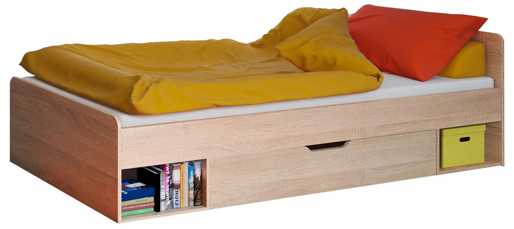 Pat de o persoană 90 cm Terrell (Stejar sonoma) (fără saltea și somieră). 1053299