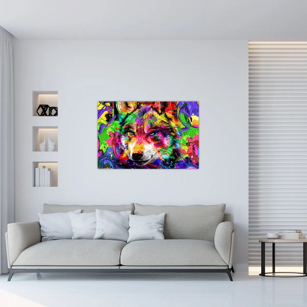 Tablou - Lupul cu graffiti (90x60 cm)