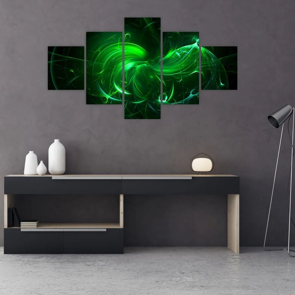 Tablou - abstracție verde (125x70 cm), în 40 de alte dimensiuni noi