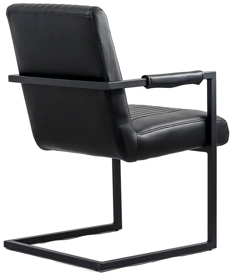 Scaun vizitator negru OFF 834 din piele ecologică cu mânere metalice și cadru vopsit