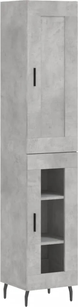 vidaXL Dulap înalt, gri beton, 34,5x34x180 cm, lemn prelucrat