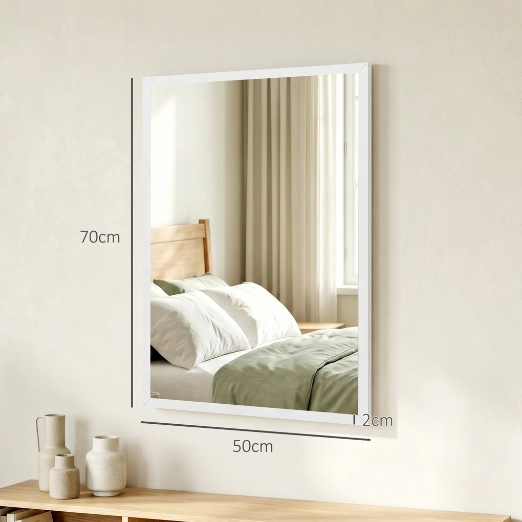 HOMCOM Oglindă Dreptunghiulară de Perete cu Cârlige, Sticlă și MDF, 60x80 cm, Negru | Aosom Romania