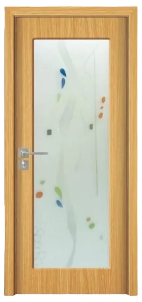 Usa Interior din MDF Novo Doors ND110, Cadru din Lemn Masiv, Geam Sablat, KIT COMPLET, Toc , Manere si balamale incluse (Culoare: Nuc, Dimensiune: 60