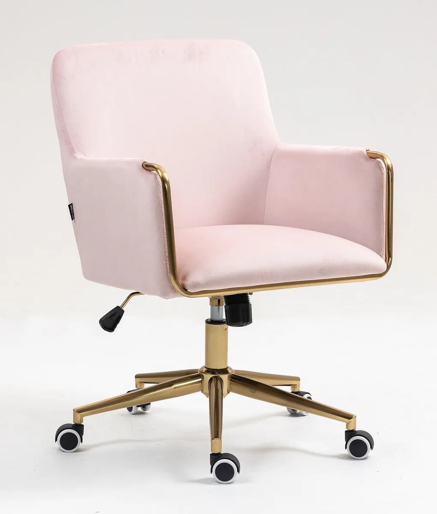HR4318K Scaun Roz Pudra Catifea cu Bază Aurie