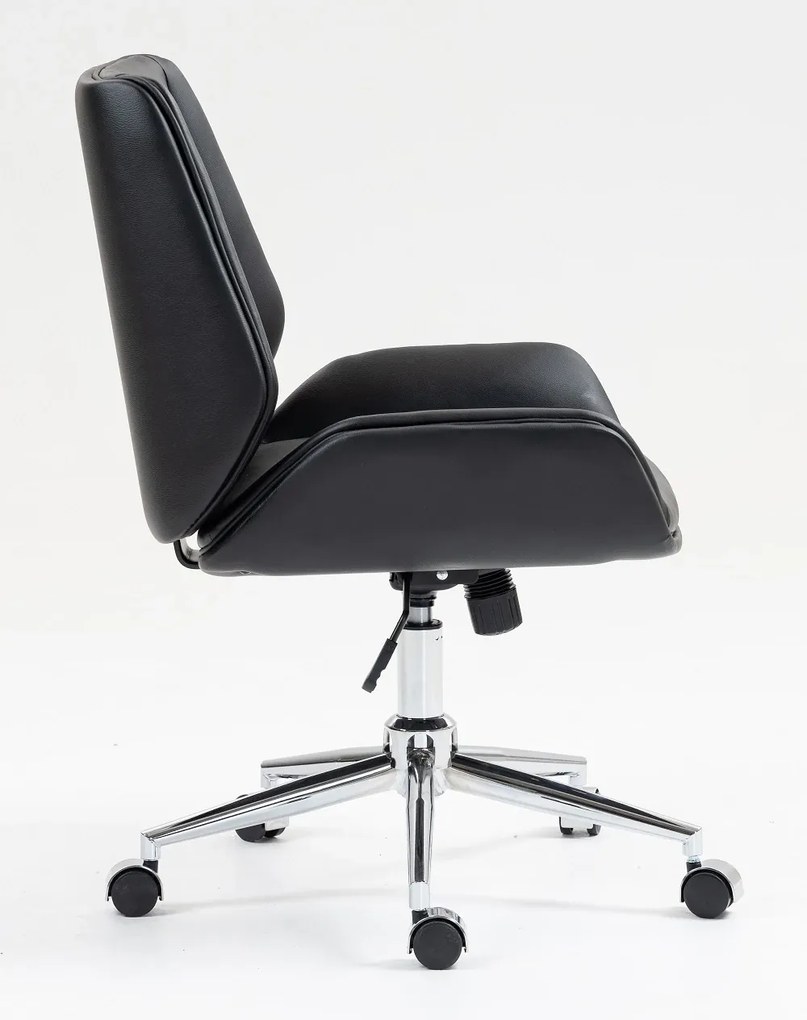 Scaun directorial, inaltime reglabila, brate fixe, baza metalica, Negru