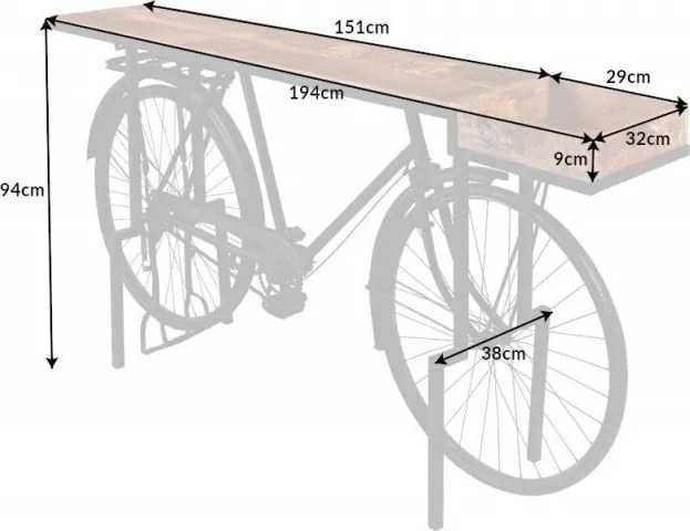 Consola design unicat Bicycle 195cm
