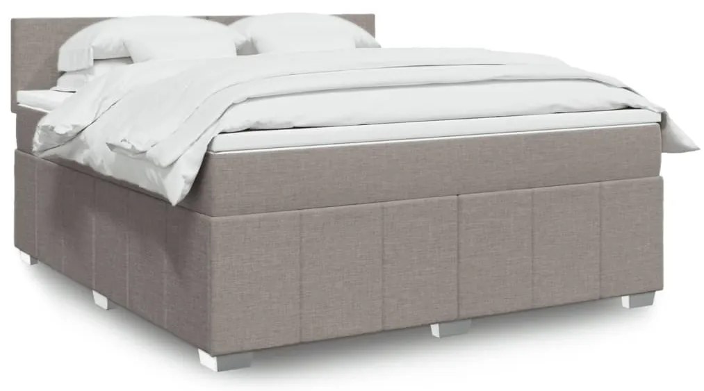 vidaXL Pat continental cu saltea, gri taupe, 180x200 cm, textil