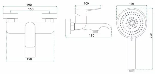 Baterie monocomanda pentru cada Rea Dart