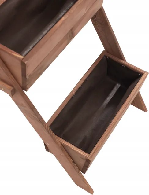 Suport de flori din lemn Vas de flori cu 3 niveluri din lemn natural