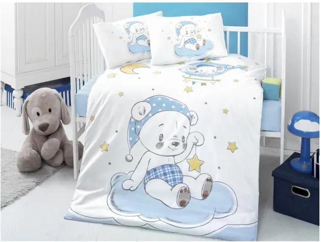 Lenjerie de pat din bumbac pentru copii Night Bear, 100 x 150 cm