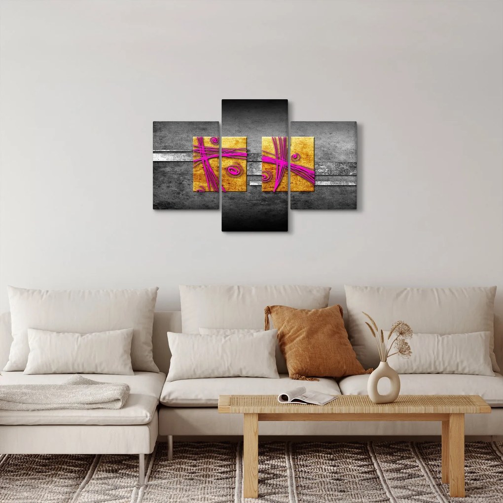 Tablou - Pătratr colorate pe fond negru (90x60 cm)