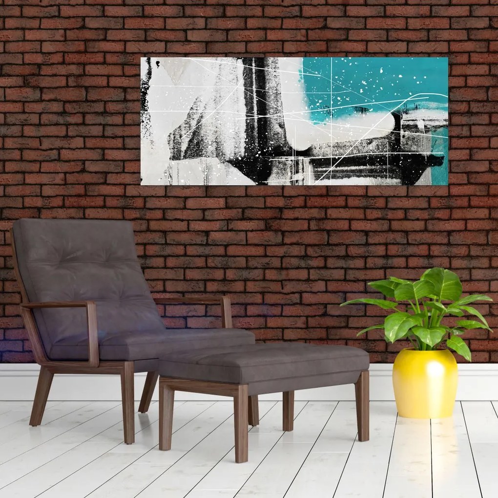 Tablou - Abstract turcoaz (120x50 cm)
