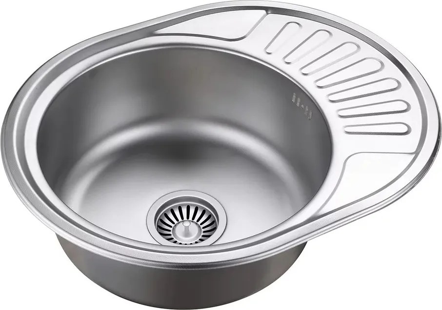Chiuveta inox Quadron Jim 216 cu o cuva si picurator finisaj inox texturat 57x45 cm