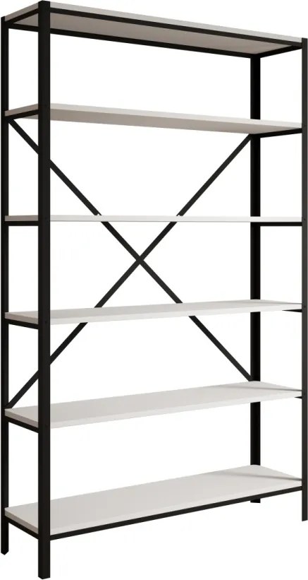 Raft metalic pentru carti, 110x180.2x30 cm, Ralph, ADRK Furniture (Culoare: Negru / Sonoma)