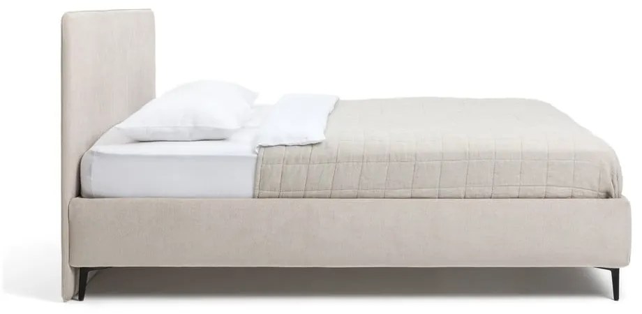 Pat matrimonial bej tapițat cu somieră 180x200 cm Noira Slim – Bonami Selection
